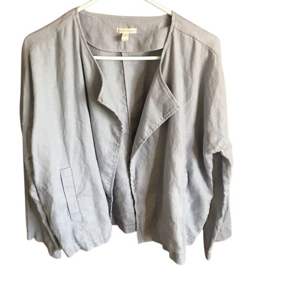Eileen Fisher Jackets & Blazers - Eileen Fisher Jacket coat Size XXS oversized light blue organic linen 3/4 sleeve